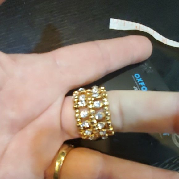 Beautiful cz Goldtone stretch,flex ring, - Picture 3 of 7